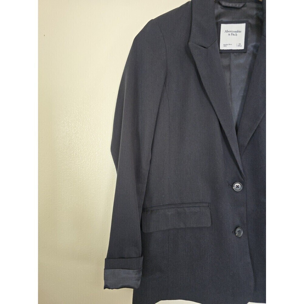 Abercrombie & Fitch Black Blazer Womens XS Tailored Lyocell Jacket Minimalist - Picture 3 of 11